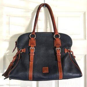 Dooney & Bourke black satchel handbag Florentine Bristol tassels buckles